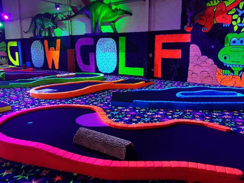 Interior of Glow Golf Docklands near Nesuto Docklands