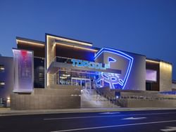 Exterior night view, Top Golf National Harbor, Harborside Hotel