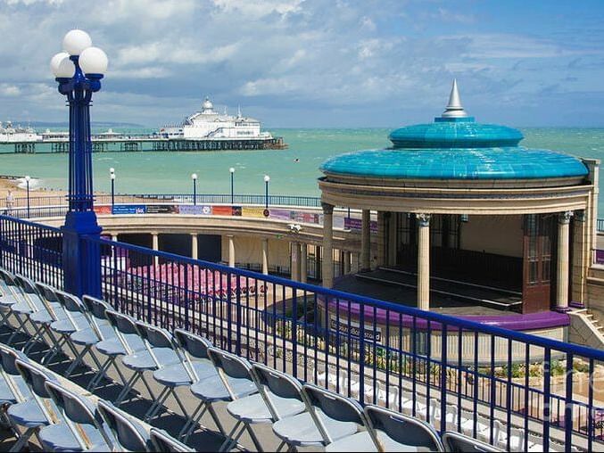 Aerial view of Eastbourne Bandstand near The View Eastbourne