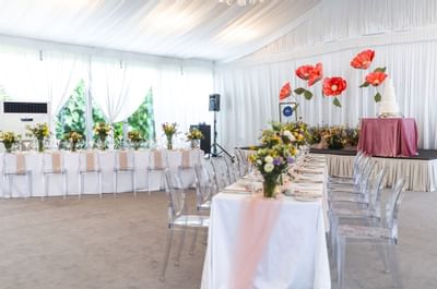 Table arrangement in an Event Hall at Goodwood Park Hotel