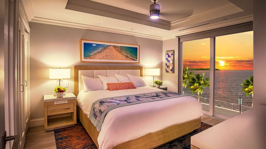 King bed in Premium King Harborview at Sunseeker Resort