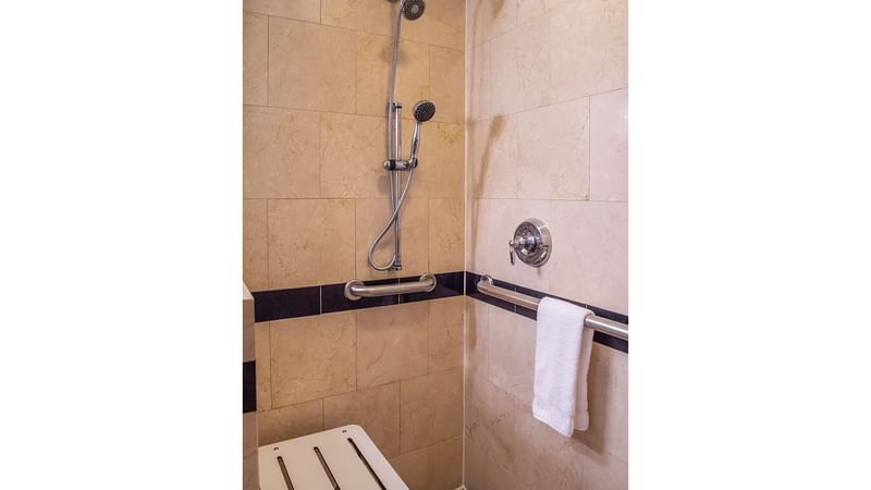 Bathroom shower area in Accessible Premier City View at Warwick New York