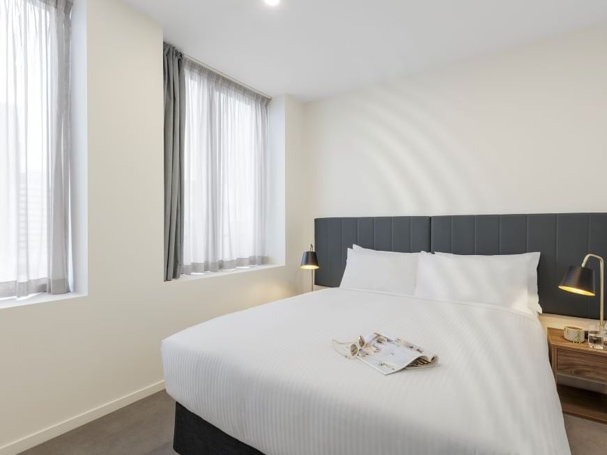 King bed of 2 bedroom apartment at Brady Hardware Lane
