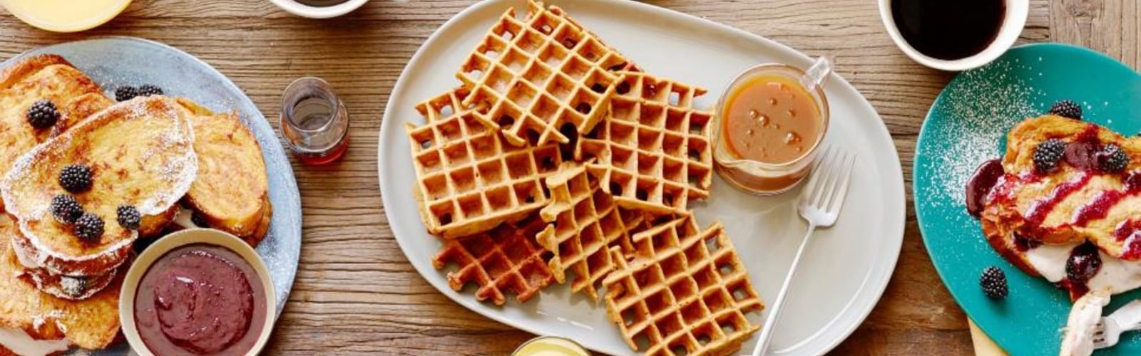 Crispy Waffle Plates with sauce at Grosvenor Hotel Restaurant