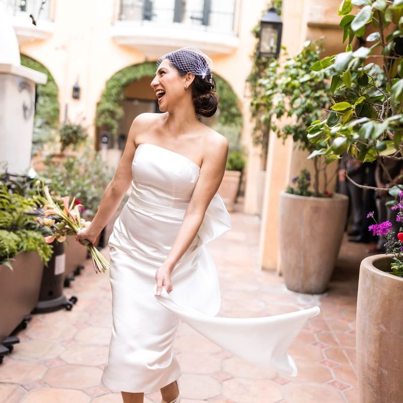 el Prado Wedding Outdoor Courtyard - Bride