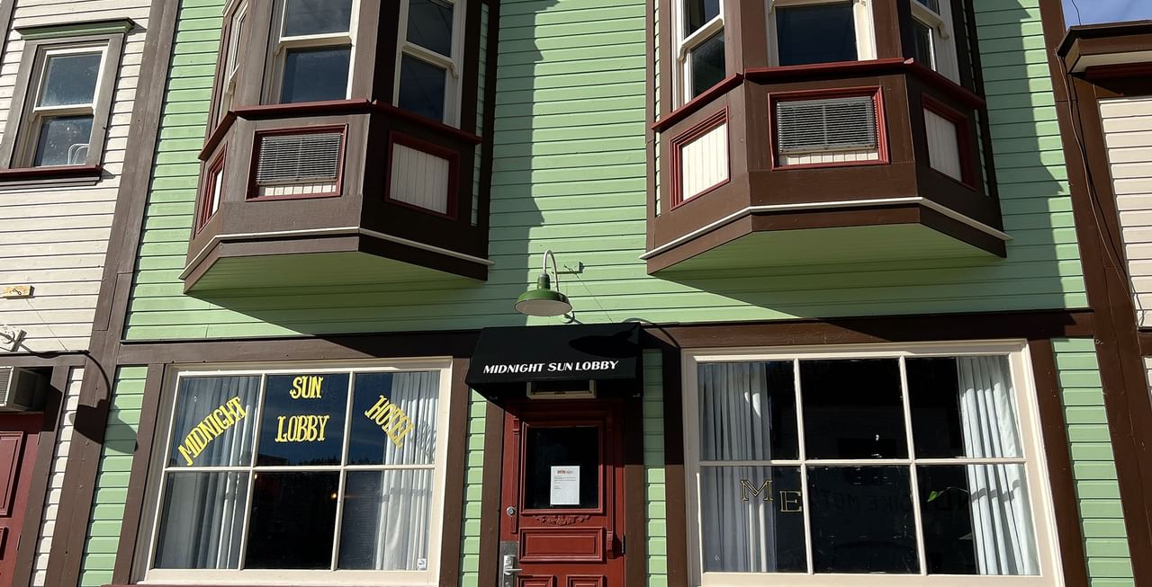 Exterior view of the main entrance at Midnight Sun, a Coast Hotel