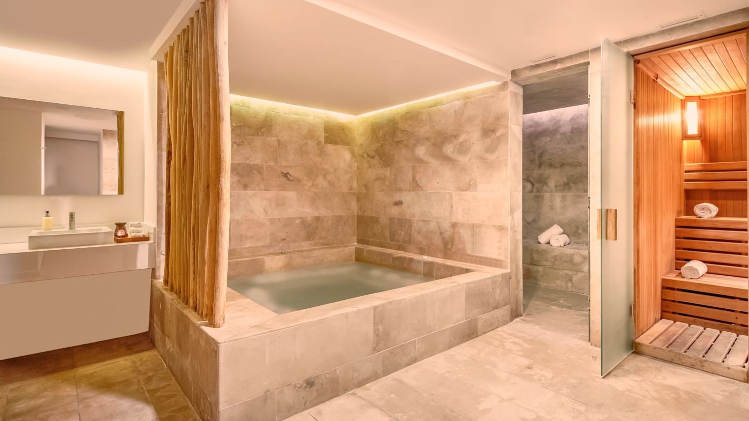 Interior of sauna room in the spa at FA Cozumel All Inclusive