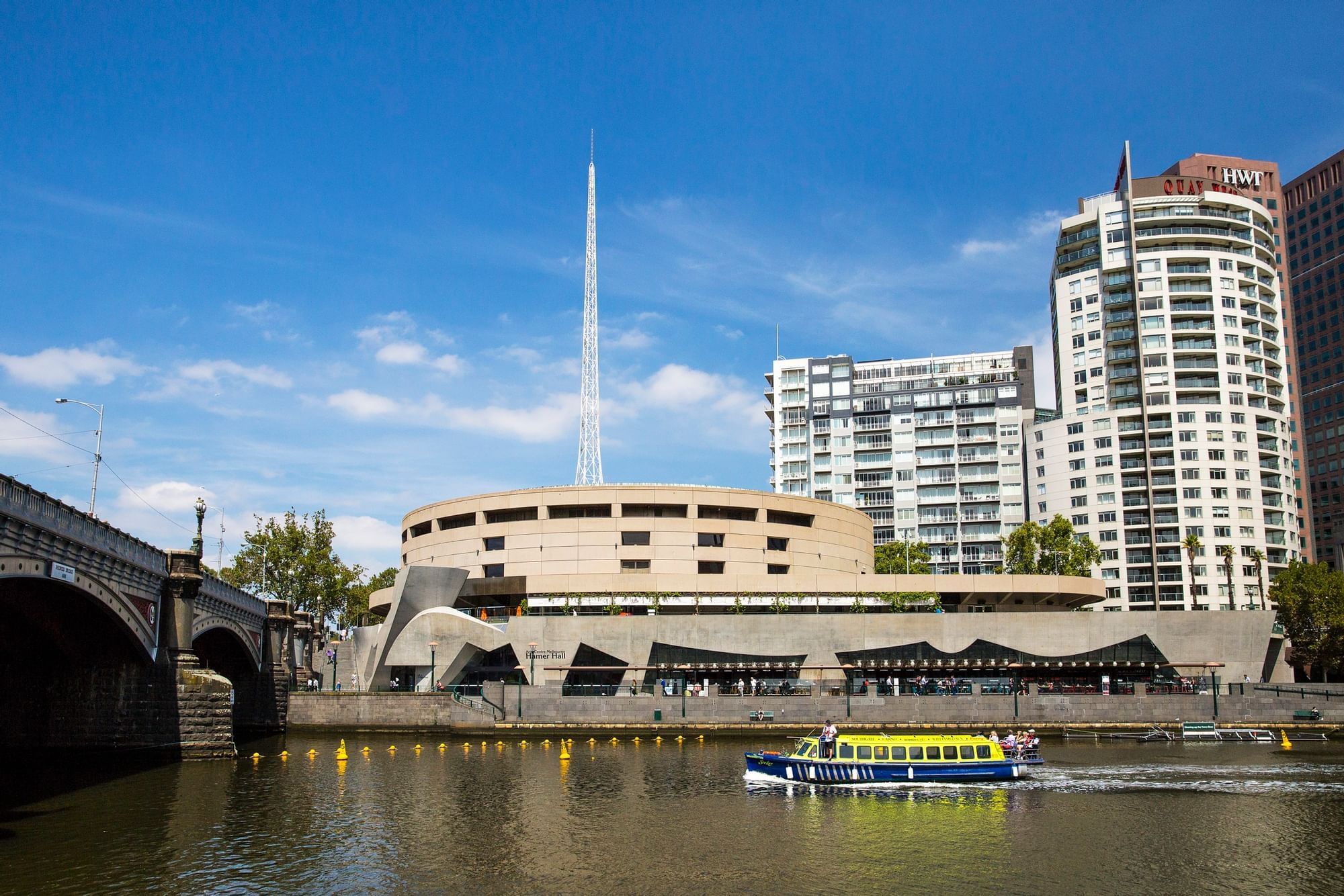 Distant view of the Hamer Hall near Quay West Suites Melbourne
