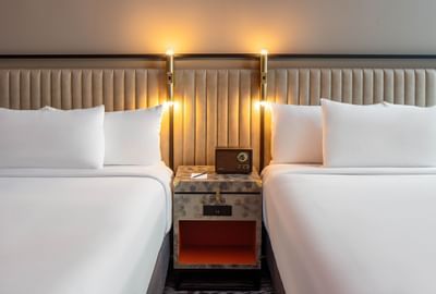 Closeup of two beds at Pelham Hotel New Orleans