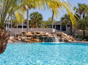 Waterfall at the outdoor pool in Palm Coast at Legacy Vacation Resorts