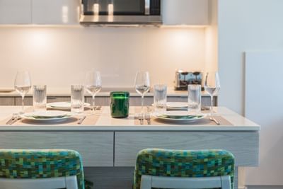 Dinner set-up on a table in a room at ReStays Ottawa