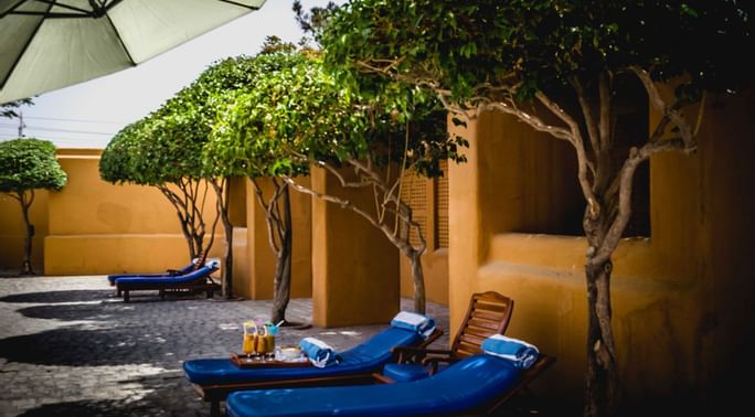 View of beverages on the sunbeds at Quetta Serena Hotel