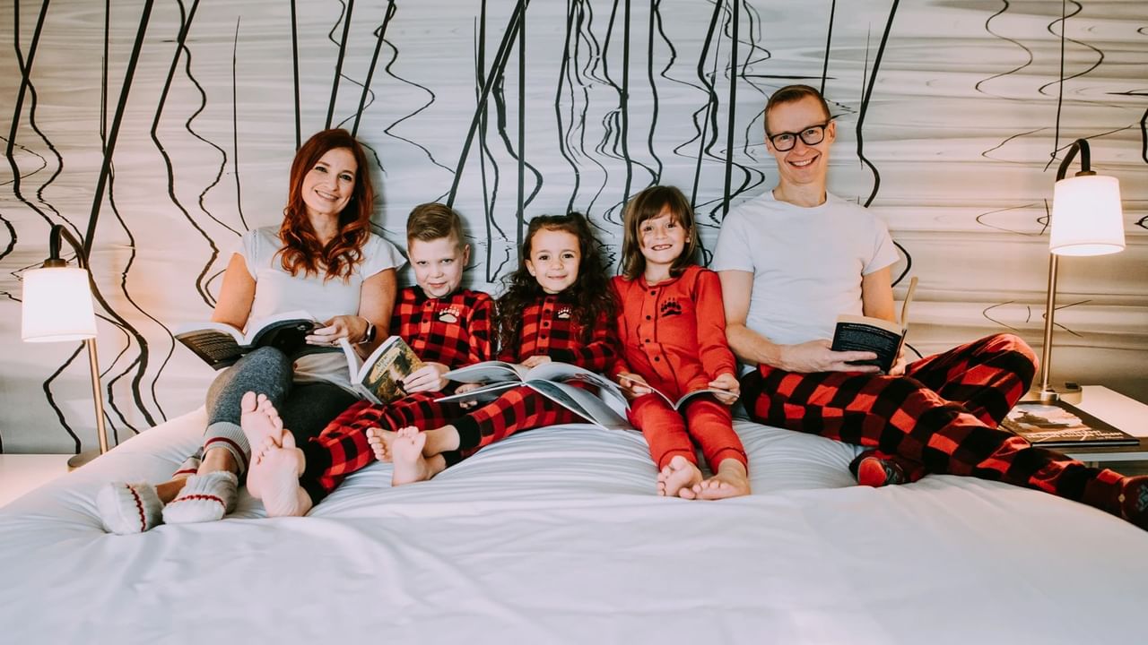 A beautiful family in matching pajamas.