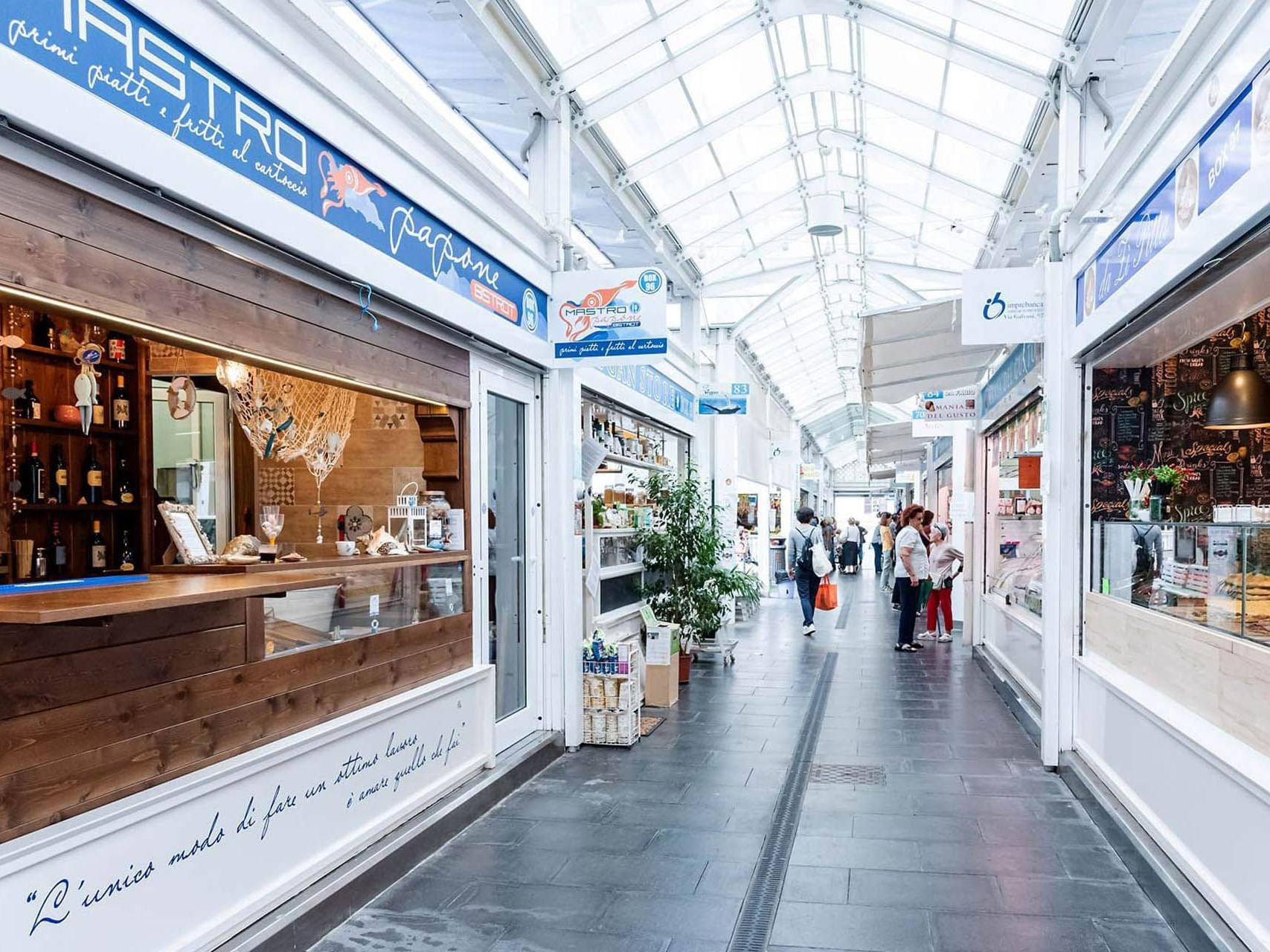 Interior view of the Testaccio Market near The Guardian Hotel