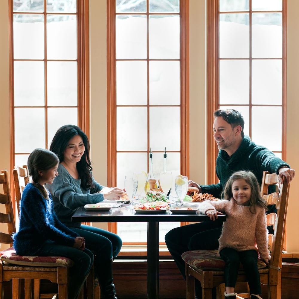 Family dining at restaurant