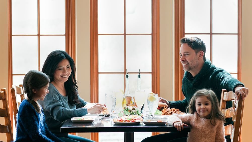 Family dining at restaurant
