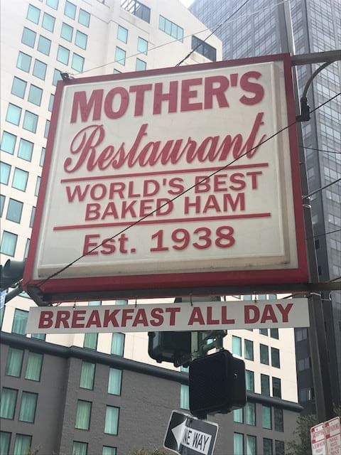 Mother's Restaurant sign near Hotel St. Pierre