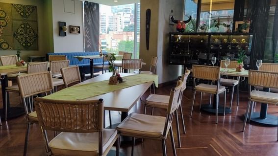 Dining set-up in a restaurant at Diez Hotel Categoría