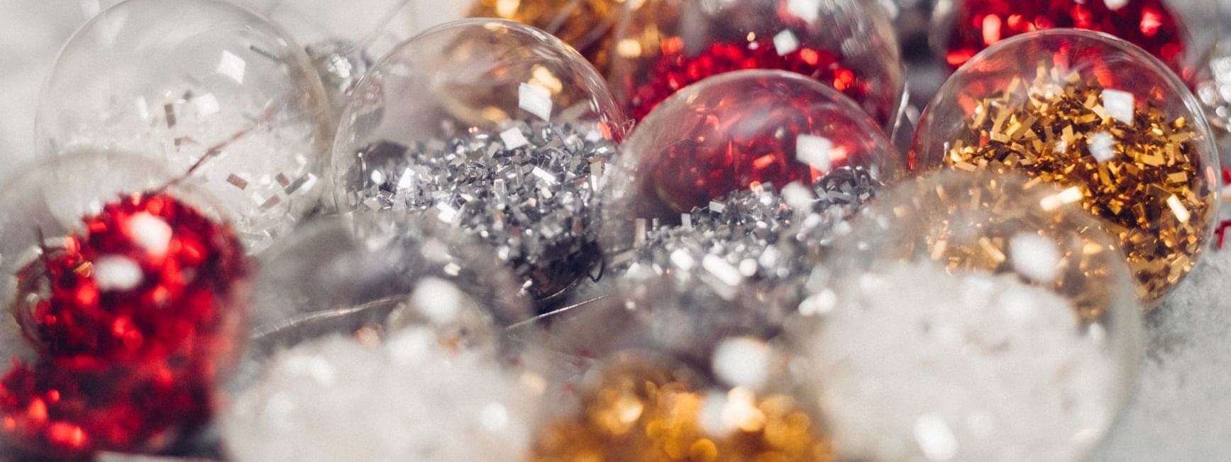 Close up image of Christmas decorations