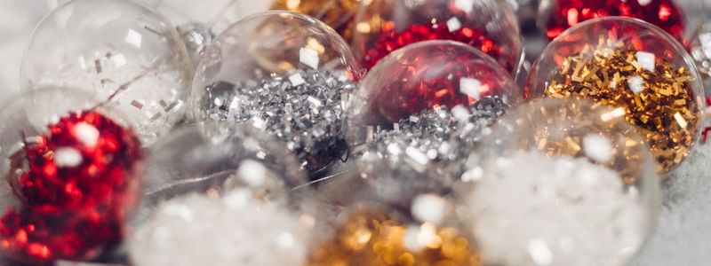 Close up image of Christmas decorations