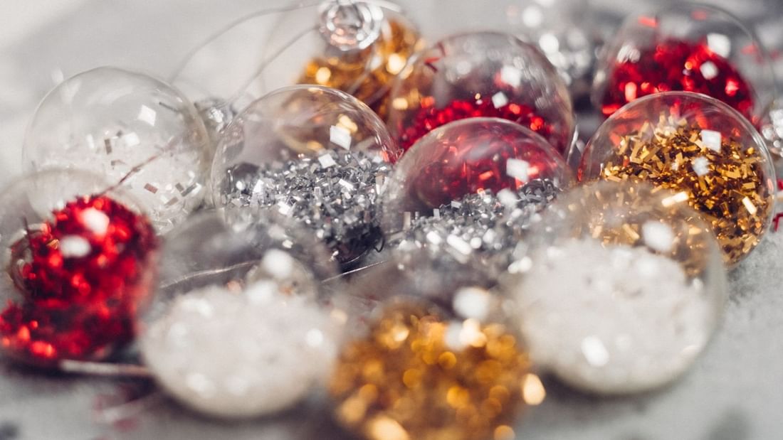 Close up image of Christmas decorations