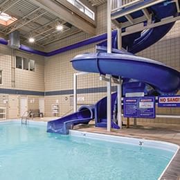 Indoor pool with Osoyoos only waterslide