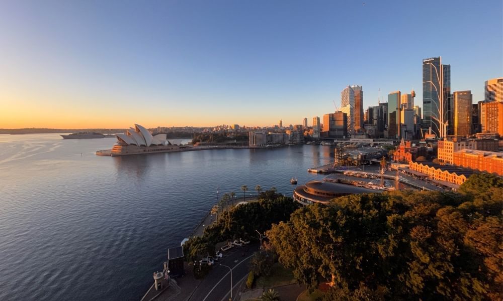 View from Sydney Harbour Bridge pedestrian walkway