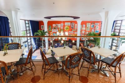 Indoor dining area in Albion Café at Albion Miami Beach