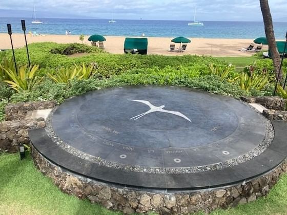 Close-up of a compass at Kaanapali Beach Hotel Hawaii 