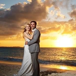 Wedded couple by the beach at The Somerset on Grace Bay