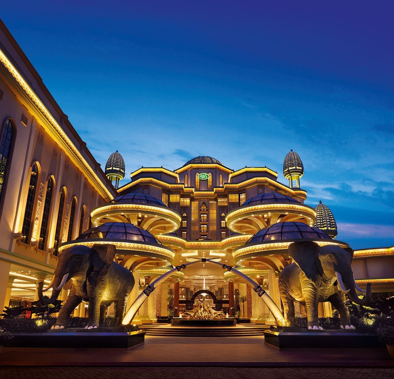 Splendid architecture of the entrance of Sunway Resort