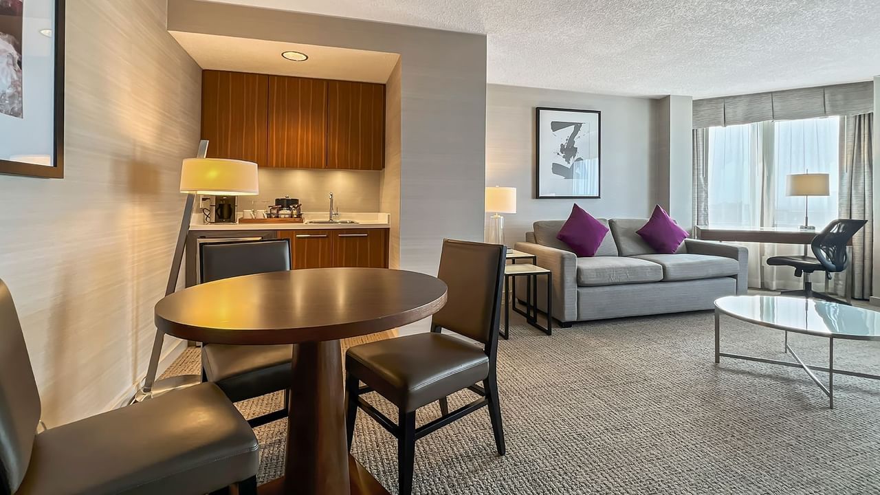 Living area of a hotel suite