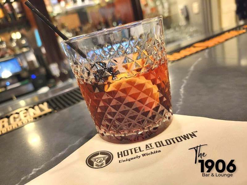 A photo of a cocktail at the 1906 bar and lounge at Hotel at Old Town