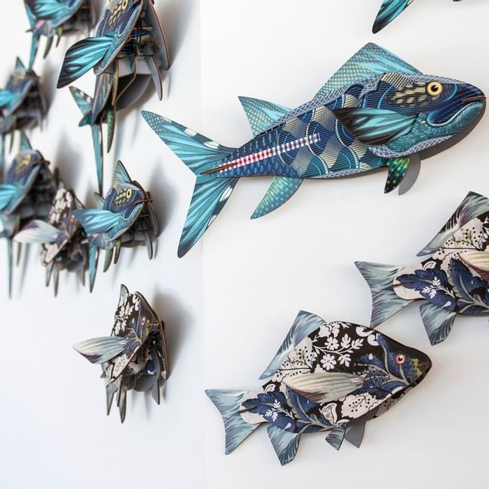 Wall decoration with 3D fishes at Falkensteiner Hotels