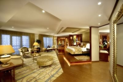 Luxury Large bed & lounge area in a Suite at Hotel Ajman