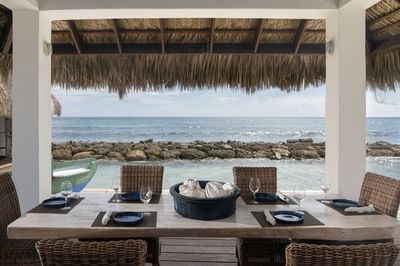 Dining table set-up in the cabana restaurant at Club Hemingway