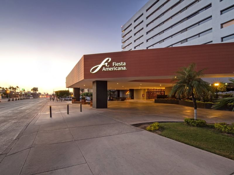 Hotel sign by the entrance of Fiesta Americana