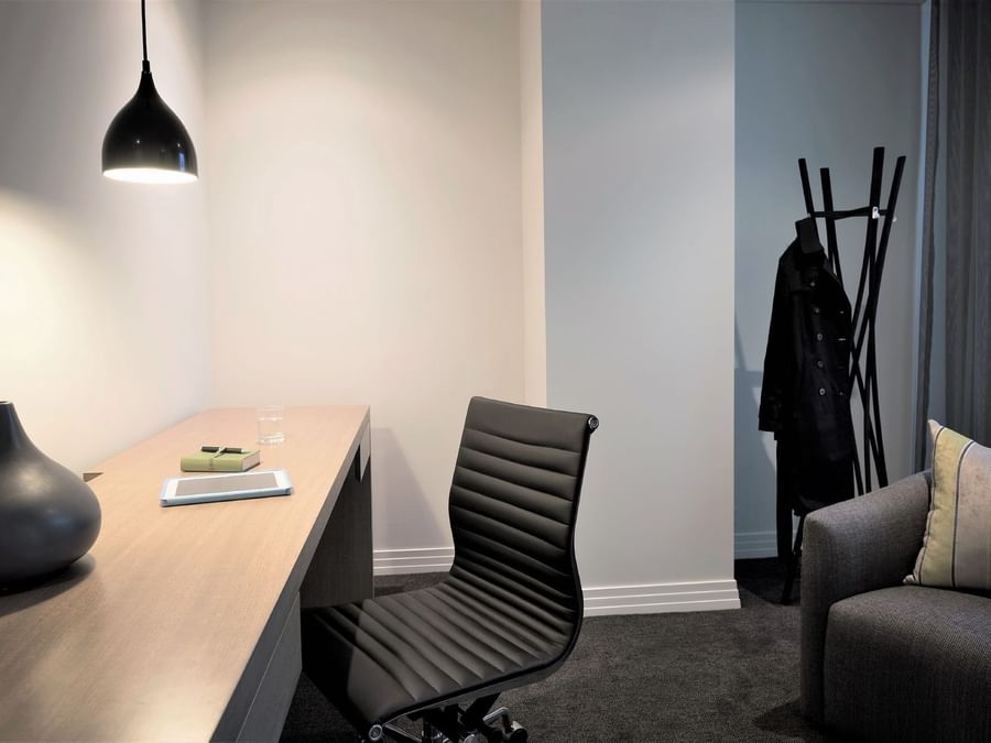 Work desk & lounge area in Junior Suite at The Como Melbourne