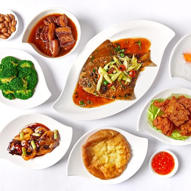 Closeup of a Variety of Dishes at Goodwood Park Hotel