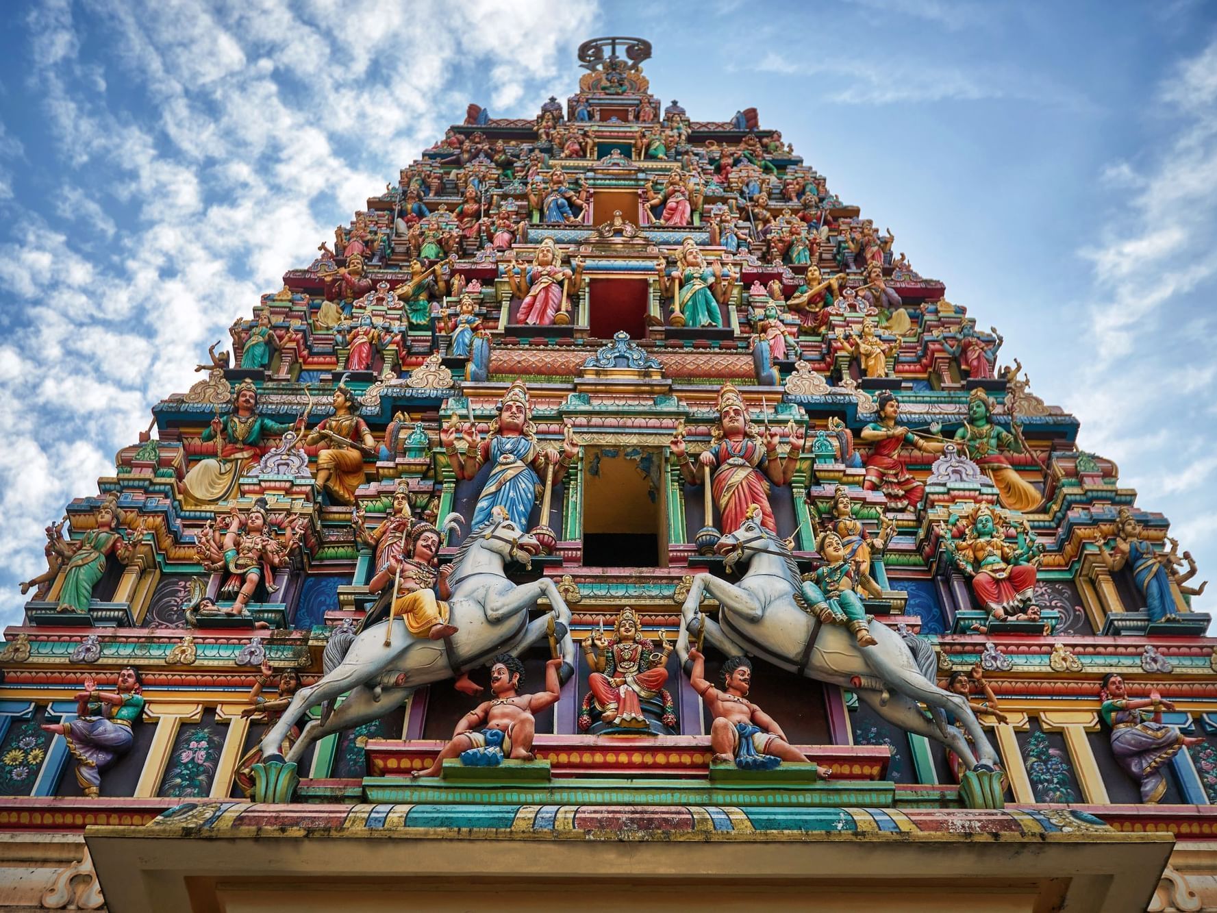 Low angle shot of Sri Mahamariamman temple
near Gardens hotels
