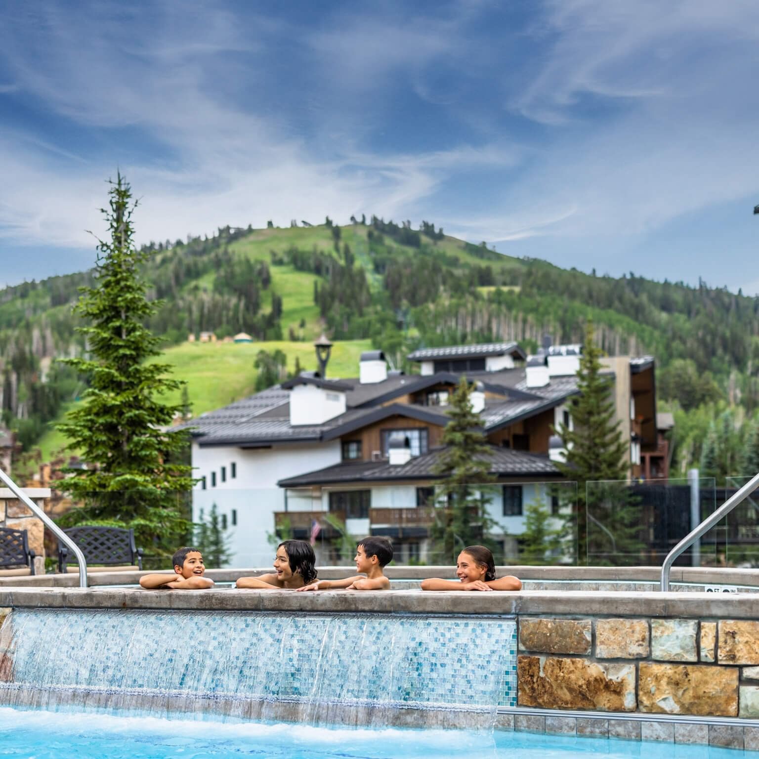 Chateaux pool in summer