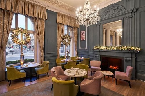 Dining set-up in The Tea Lounge at The Clermont Victoria