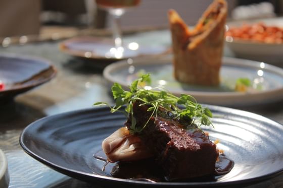 Closeup of Short beef ribs served at Richmond Hill Hotel