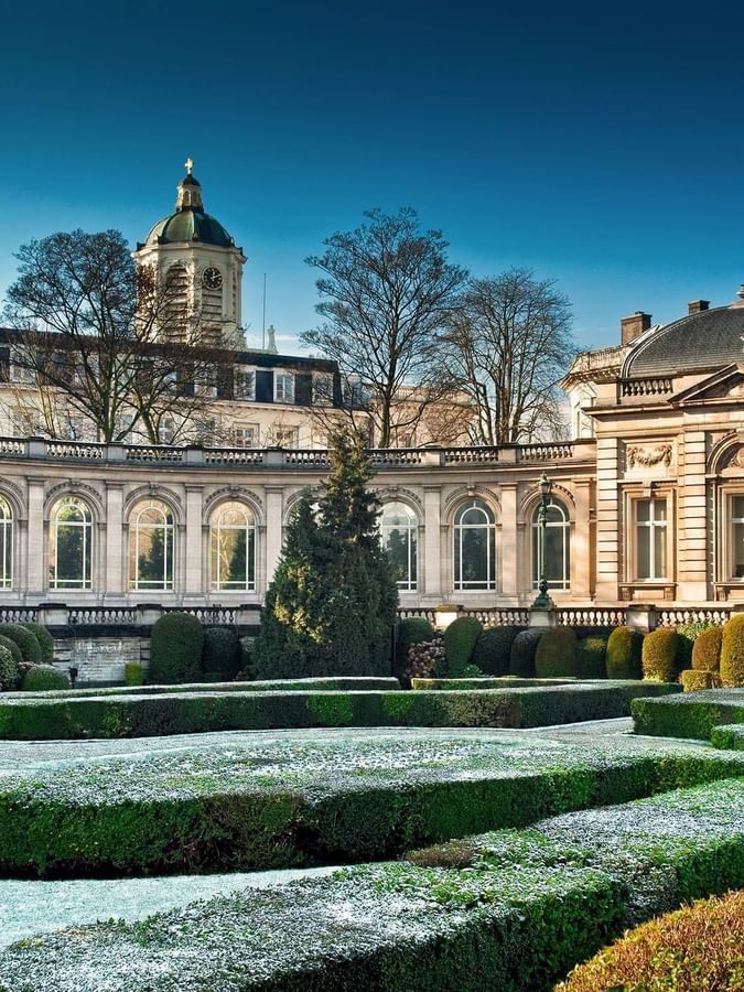 Royal Palace of Brussels gardens and classic European architecture near Hotel Barsey by Warwick