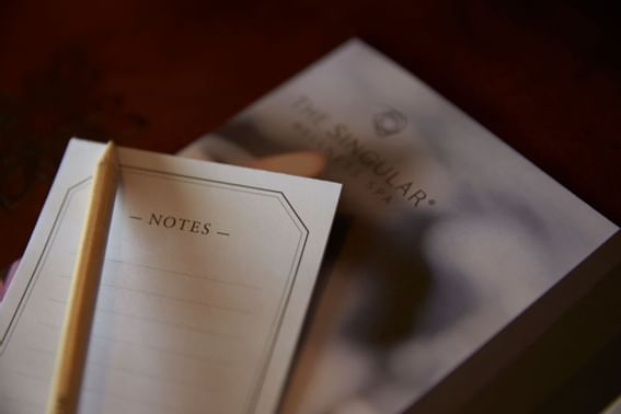Close up on a notebook at Singular Patagonia Hotel