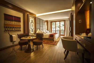 Bedroom in Junior Suite with river view at Hotel Sumaq