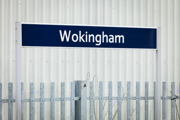 Wokingham train station sign featured in our article on the History of Wokingham