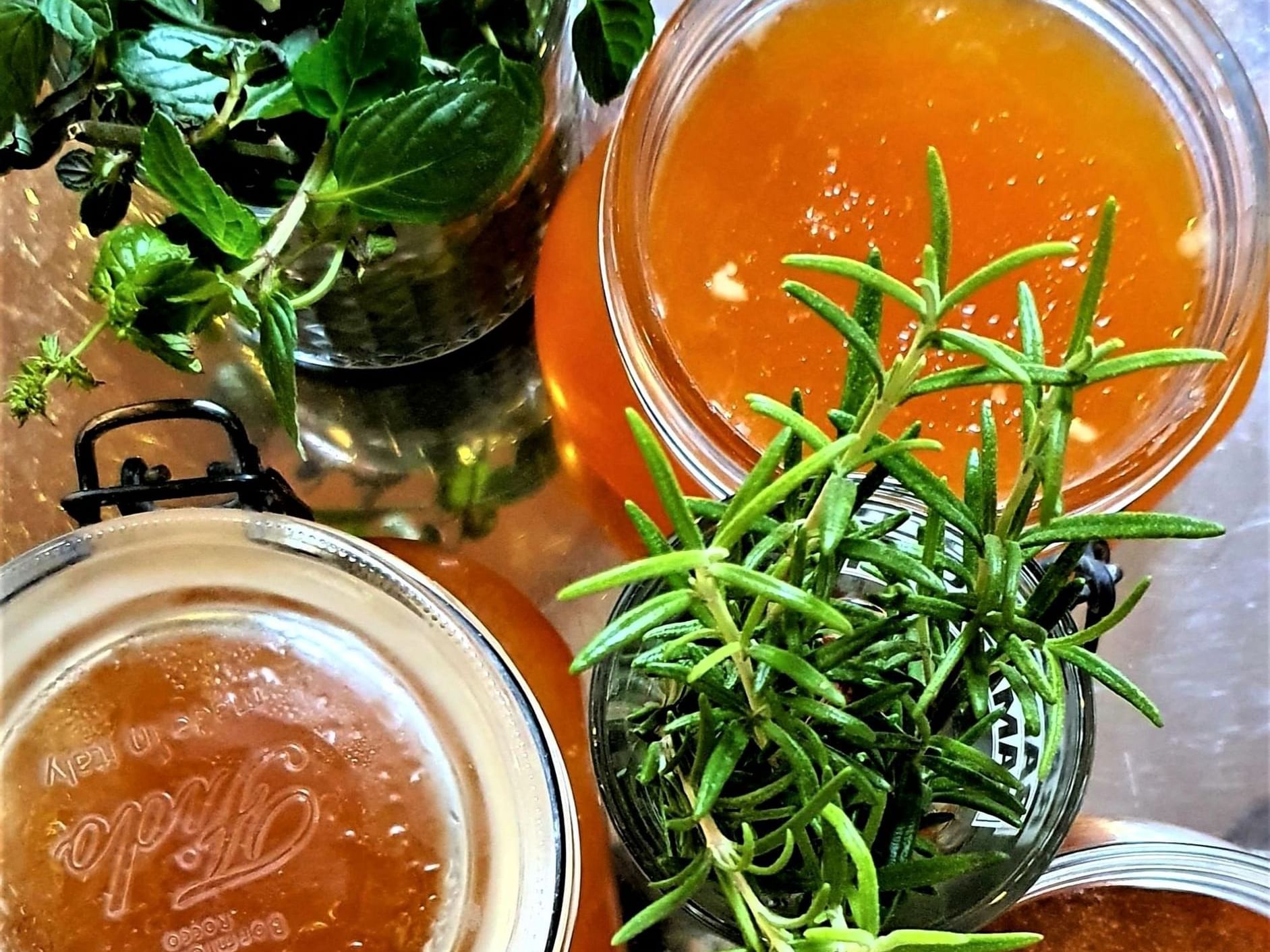 Rosemary-infused honey for breakfast at Classic Hotel Harmonie