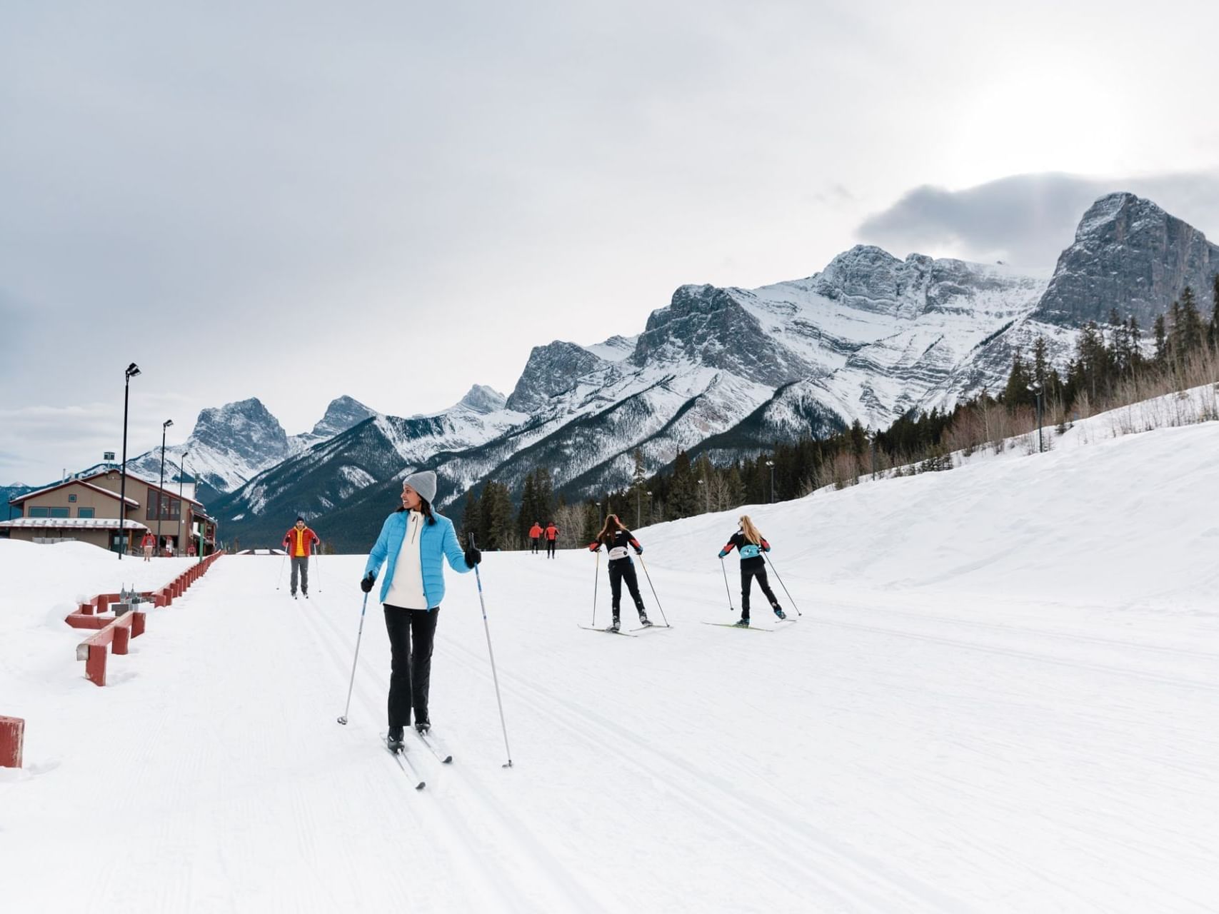 People skiing and snowboarding near The Malcolm Hotel