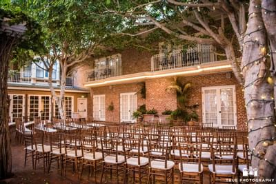 Wedding set up in the courtyard at Horton Grand Hotel